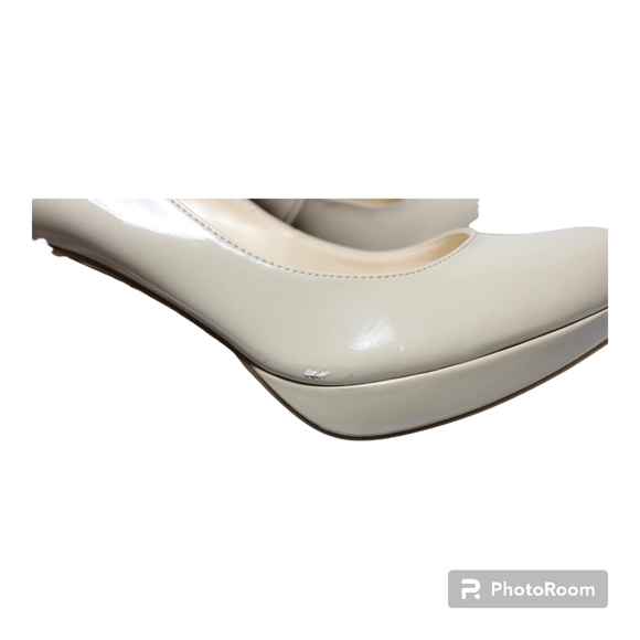 MAX Fisher Patent Leather Platform Beige Heels - Picture 11 of 12